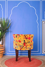 Yellow Bird Of Paradise Floral Cotton Velvet Armchair