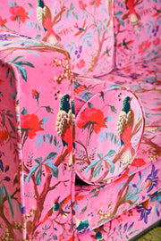 Pink Bird of Paradise Velvet Sofa