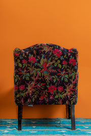 Black Bird of Paradise Velvet Armchair