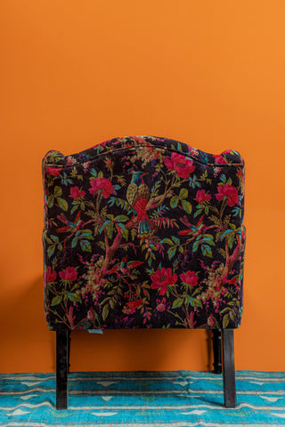 Black Bird of Paradise Velvet Armchair