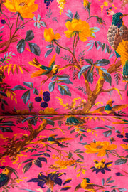 Pink Bird of Paradise Velvet Armchair