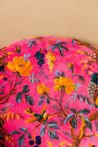 Pink Bird of Paradise Velvet Armchair