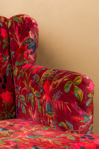 Red Bird of Paradise Velvet Armchair