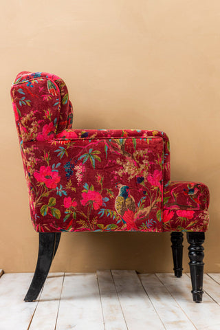 Red Bird of Paradise Velvet Armchair