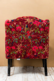 Red Bird of Paradise Velvet Armchair