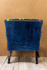 Royal Blue Embroidered Bloomberg Velvet Armchair