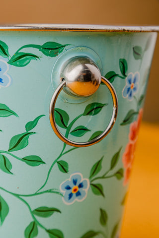 Hand Painted Turquoise Floral Beer Bucket