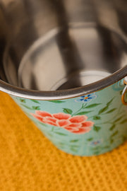 Hand Painted Turquoise Floral Beer Bucket