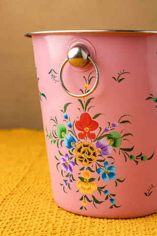 Hand Painted Pink Floral Beer Bucket