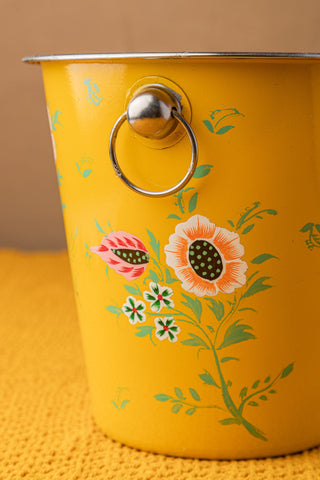 Hand Painted Yellow Floral Beer Bucket