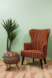 Multicolour Striped Velvet Armchair\