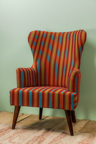 Multicolour Striped Velvet Armchair