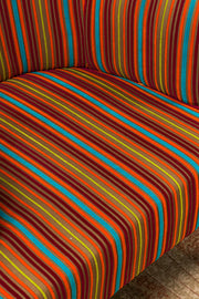 Multicolour Striped Velvet Armchair