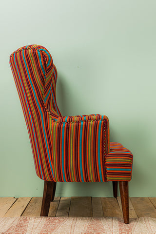 Multicolour Striped Velvet Armchair