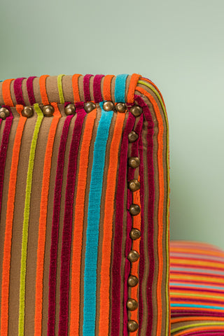 Multicolour Striped Velvet Armchair