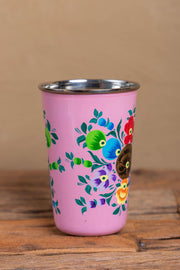 Hand Painted Pink Floral Stainless Steel Tumbler 