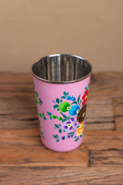 Hand Painted Pink Floral Stainless Steel Tumbler 