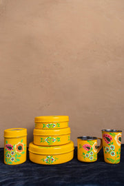 Hand Painted  Yellow Floral Stainless Steel Mug