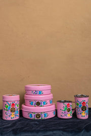 Hand Painted Pink Floral Stainless Steel Mug