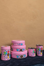 Hand Painted Pink Floral Stainless Steel Tumbler 