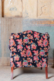 Black Valley of Flowers Velvet  Armchair