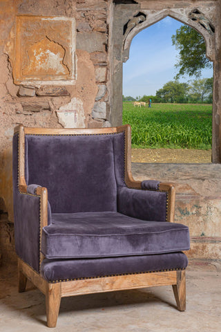 Charcoal Grey Camden Velvet Classic Armchair | Birch&Yarn