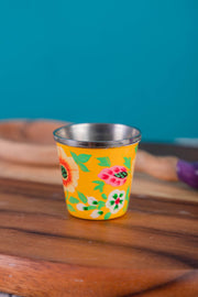 Yellow Hand Painted Stainless Steel Egg Cup