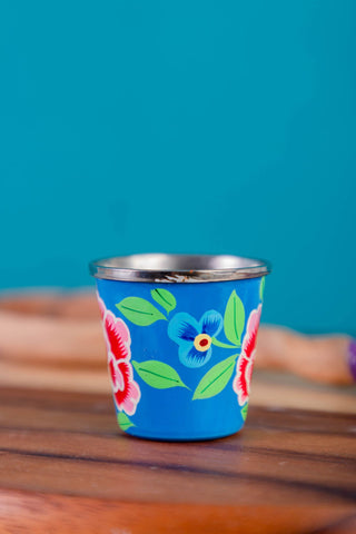 Smoke Blue Hand Painted Stainless Steel Egg Cup