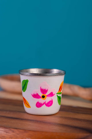 White Hand Painted Stainless Steel Egg Cup