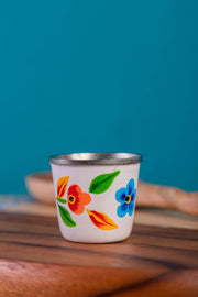 White Hand Painted Stainless Steel Egg Cup