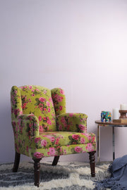 Green Bird of Paradise Velvet Armchair